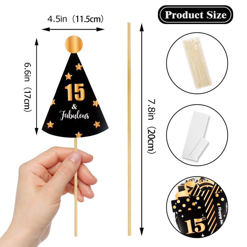 LINGTEER Happy 15th Birthday Party Photo Booth Props,Cheers to 15th Birthday Fifteen Years Old Bday Party Centerpieces Props Decorations Sign. - Image 2
